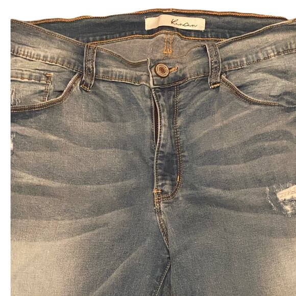 KanCan Faded Distressed Mid Rise Skinny Light wash Denim Stretch Jeans 13/30 - Picture 5 of 10